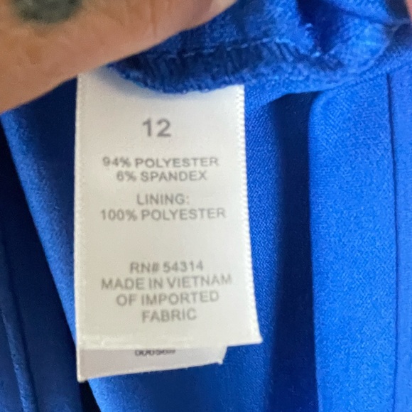 Bisou Bisou Blue Fitted Cap Sleeve Dress EUC Size 12 - Picture 7 of 7